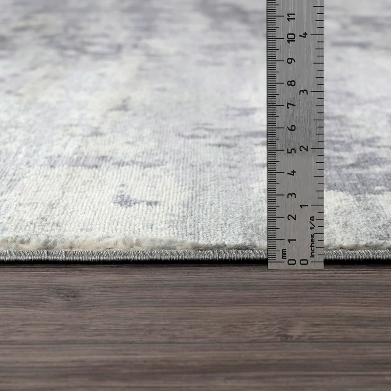 Tapis Rond Abstrait Moderne Gris/Ivoire Rond Dali