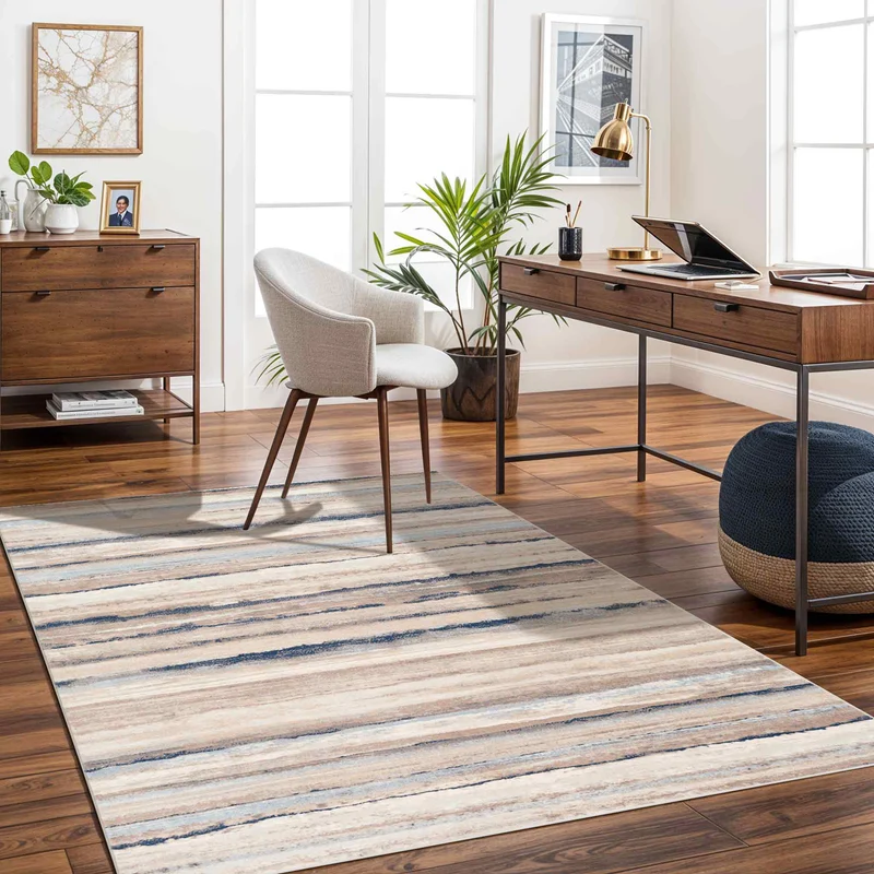 Tapis Scandinave Moderne Blanc/Gris/Bleu Dusel