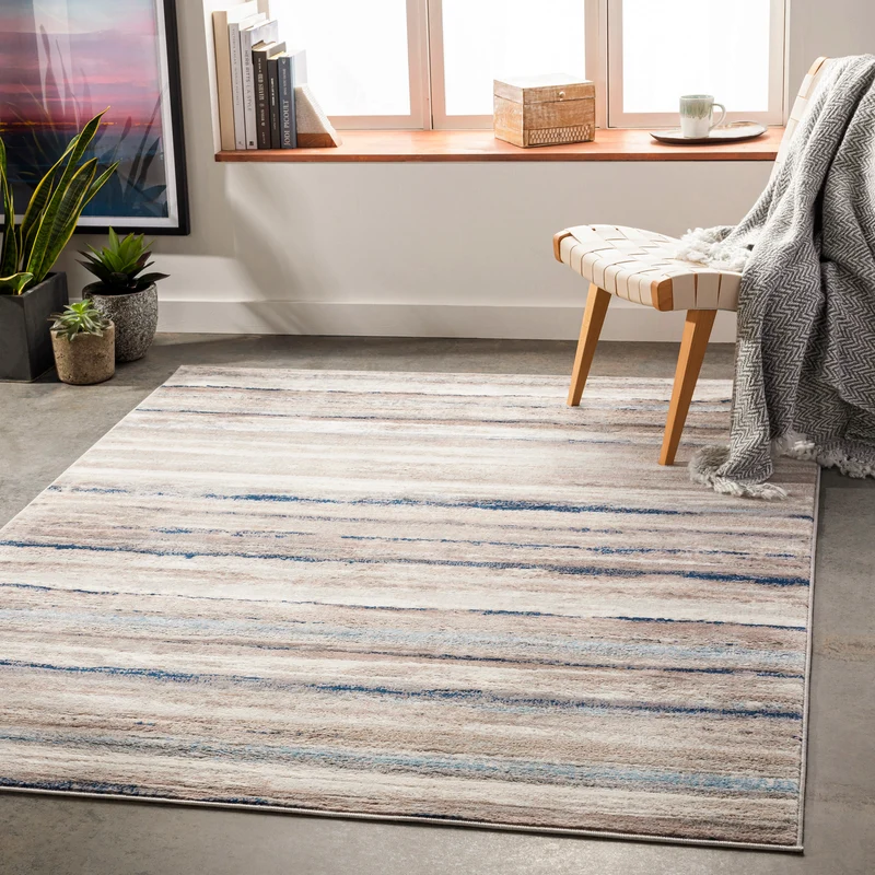 Tapis Scandinave Moderne Blanc/Gris/Bleu Dusel