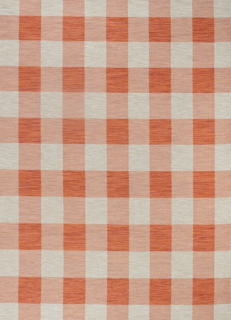 Tapis d'Extérieur/Intérieur à Carreaux Orange/Beige Goris