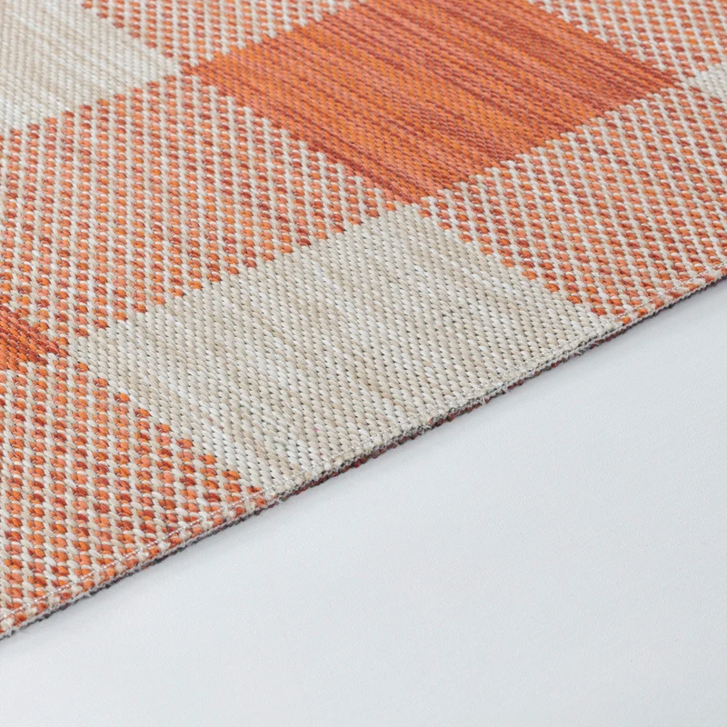 Tapis d'Extérieur/Intérieur à Carreaux Orange/Beige Goris