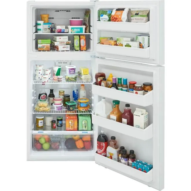 Frigidaire 30'' 18 pi cu. Réfrigérateur à congélateur supérieur Prêt pour le garage - blanc - FFHT1814YW - boîte ouverte