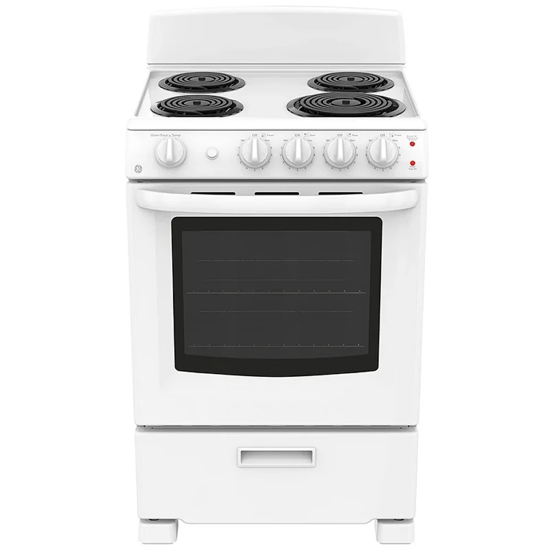 GE 24 po 2.9 pi cu Cuisinière électrique - 4 brûleurs - blanc - tiroir de rangement - JCAS300DMWW- Neuf