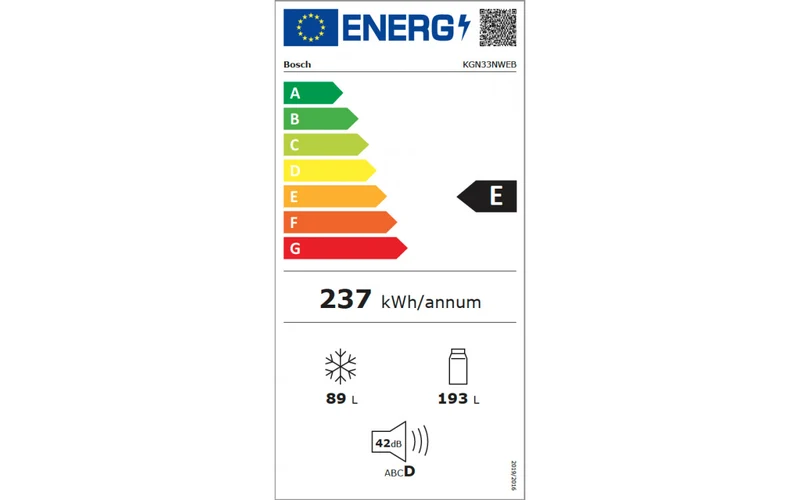 Réfrigérateur combiné pose-libre blanc BOSCH KGN33NWEB