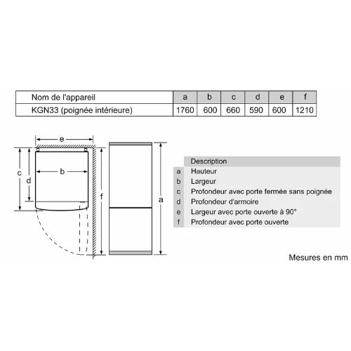 Réfrigérateur combiné pose-libre inox Bosch KGN33NLEB