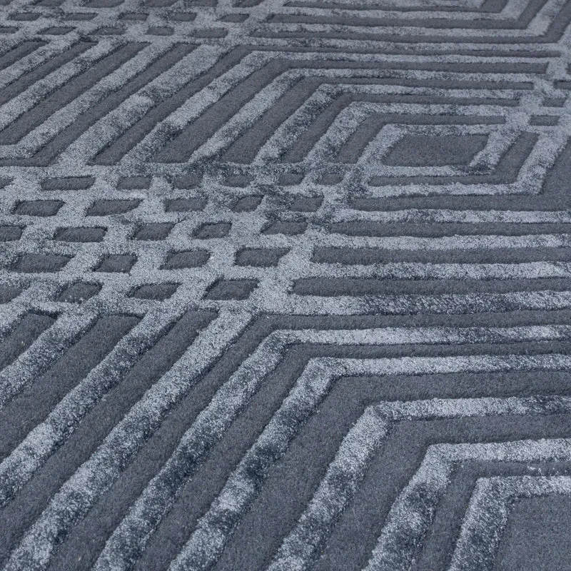 Tapis en laine Diamonds Bleu 120x170cm