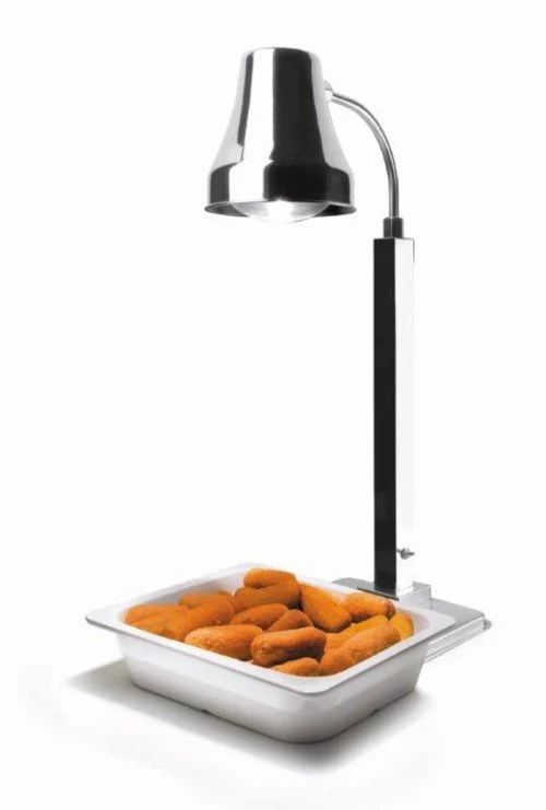 Lampe chauffe plat infrarouge sur pied 1 ou 2 têtes – Inox