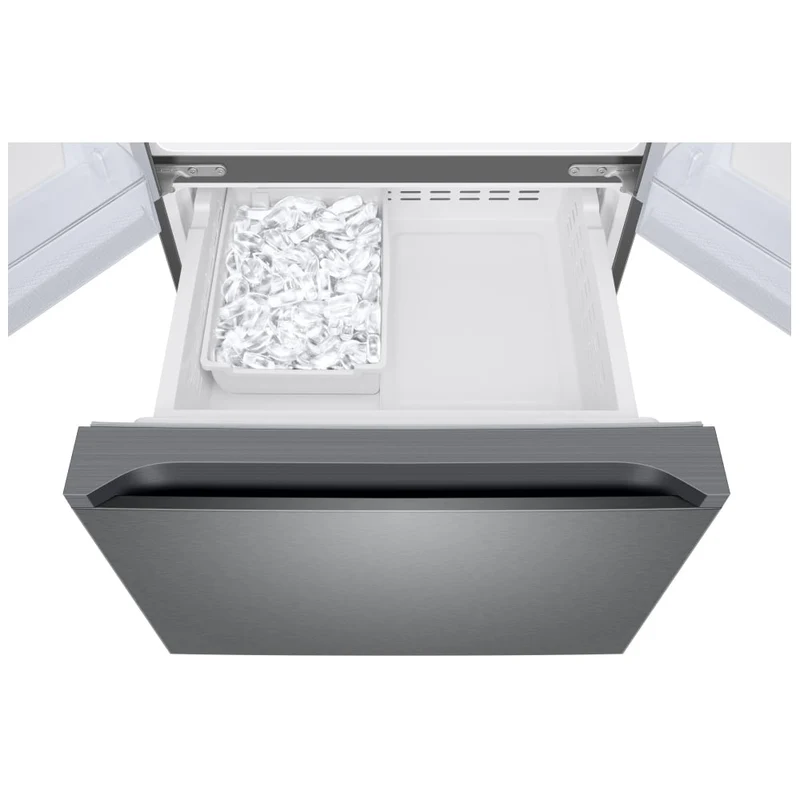 Samsung 30'' 22,1 pi.cu. Réfrigérateur à 3 battants - Machine à glace- Energy star® - Résistant aux Empreintes Digitales- inox - RF22A4111SR/AA - boîte ouverte