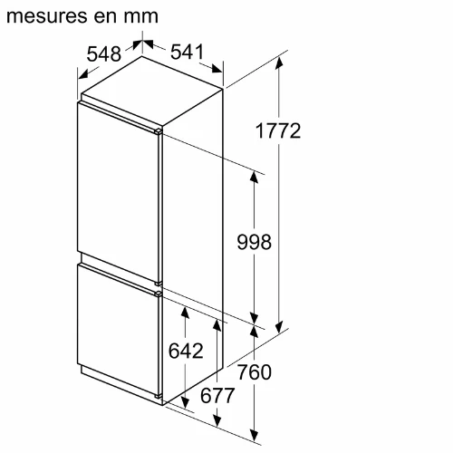 N 30, Réfrigérateur combiné intégrable, 177.2 x 54.1 cm, Charnières à glissières NEFF KI5861SE0