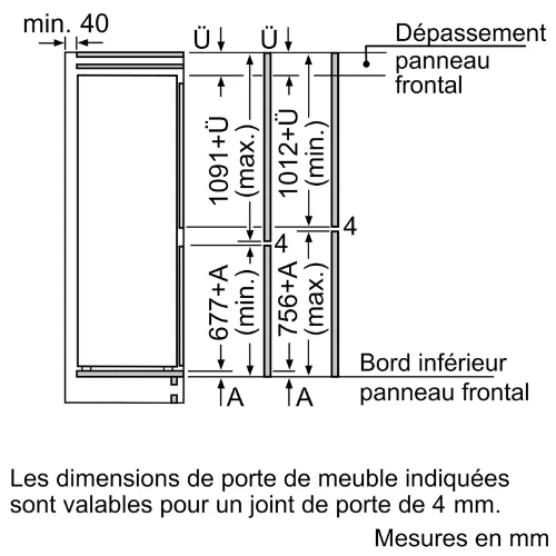 N 30, Réfrigérateur combiné intégrable, 177.2 x 54.1 cm, Charnières à glissières NEFF KI5861SE0