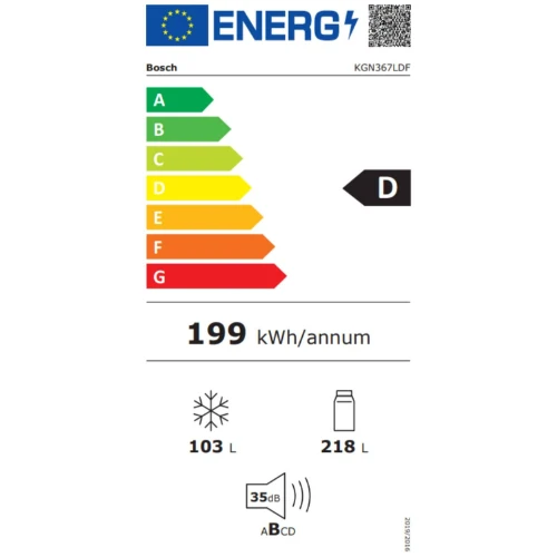 Série 4, Réfrigérateur combiné pose-libre, 186 x 60 cm, Couleur Inox BOSCH KGN367LDF