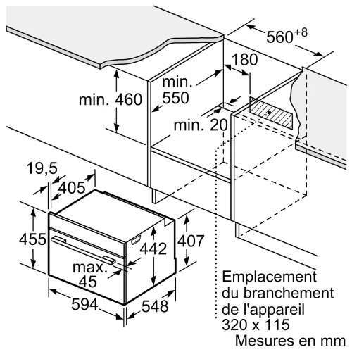 iQ700, Four intégrable compact avec fonction micro-ondes, 60 x 45 cm, Noir SIEMENS CM724G1B1