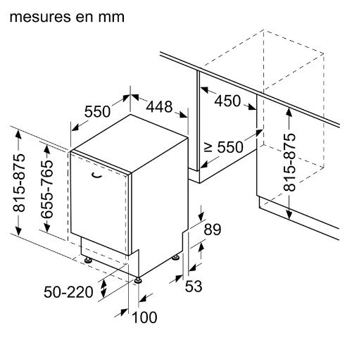 N 50, Lave-vaisselle tout intégrable, 45 cm, Porte à glissières NEFF S875EMX35E
