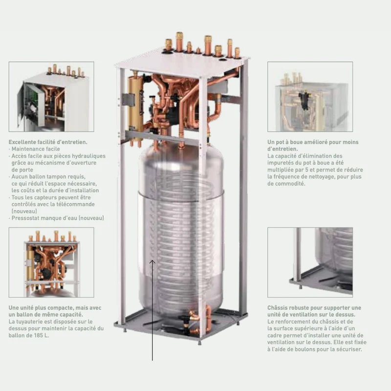 Pompe à chaleur air-eau Panasonic Aquarea Génération L All in One R290 9 kW ECS 185 L Monophasé