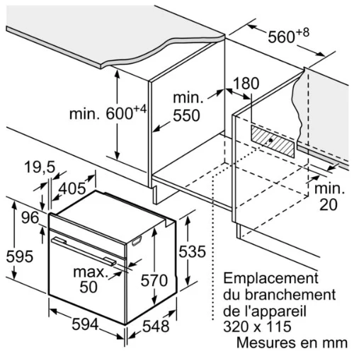 Série 2, Four intégrable, 60 x 60 cm, Inox BOSCH HBA171BS4F