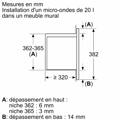 Série 2, Micro-ondes encastrable, Noir BOSCH BFL623MB4