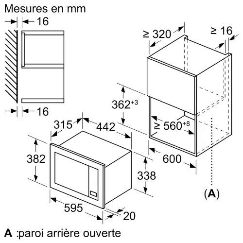 Série 2, Micro-ondes encastrable, Noir BOSCH BFL623MB4