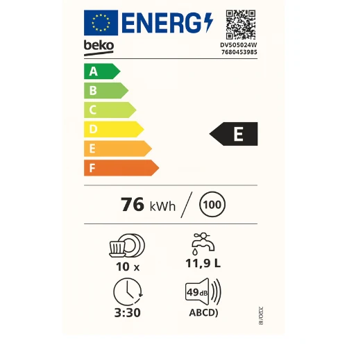 Lave-vaisselle pose libre Beko DVS05024WEM