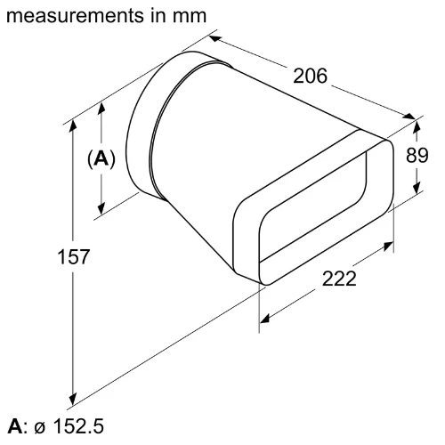 Adapteur de conduit, ⌀ 150 mm, rond-plat BOSCH HEZ9VDSI0