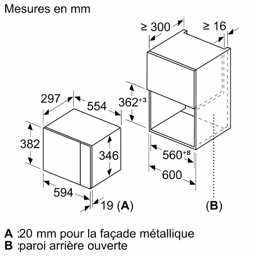 Série 4, Micro-ondes intégrable, Blanc BOSCH BFL523MW1F