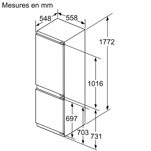 Série 6, Réfrigérateur combiné intégrable, 177.2 x 55.8 cm, Charnières pantographes SoftClose BOSCH KIN86ADB0