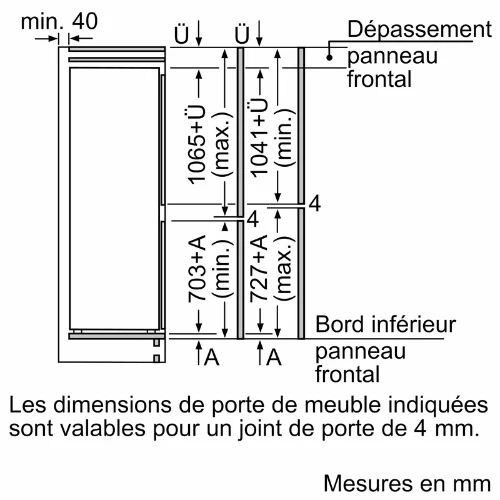 Série 6, Réfrigérateur combiné intégrable, 177.2 x 55.8 cm, Charnières pantographes SoftClose BOSCH KIN86ADB0