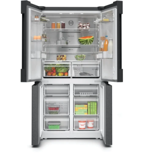 Série 4, Réfrigérateur multi-portes congélateur en bas, 183 x 90.5 cm, Acier brossé noir anti-traces, Total No Frost BOSCH KFN96AXEA