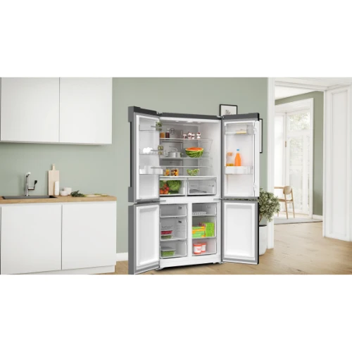 Série 4, Réfrigérateur multi-portes congélateur en bas, 183 x 90.5 cm, Acier brossé noir anti-traces, Total No Frost BOSCH KFN96AXEA