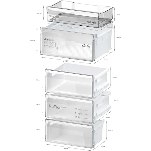 Série 4, Réfrigérateur combiné pose-libre, 203 x 60 cm, Acier brossé noir anti-traces, Total No Frost BOSCH KGN392XCF
