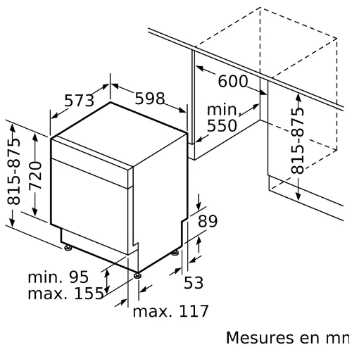 Série 4, Lave-vaisselle sous plan, 60 cm, Acier brossé BOSCH SMU4ECS28E