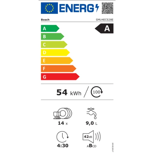 Série 4, Lave-vaisselle sous plan, 60 cm, Acier brossé BOSCH SMU4ECS28E
