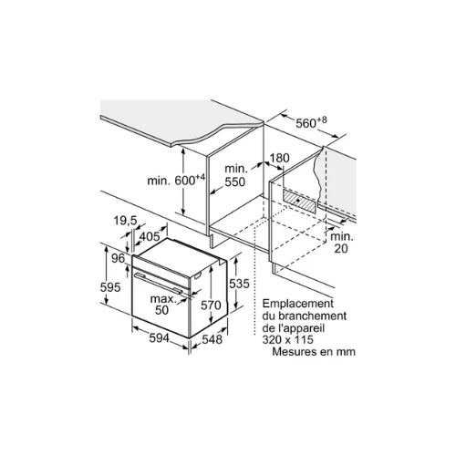iQ300, Four intégrable, 60 x 60 cm, Inox SIEMENS HB574ABR3F