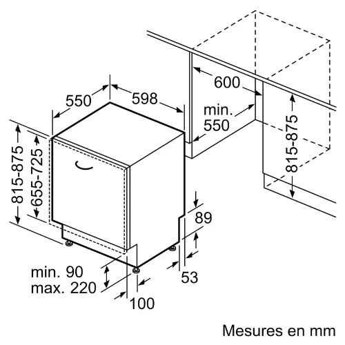 Série 2, Lave-vaisselle tout intégrable, 60 cm BOSCH SMV2HTX02E(F)