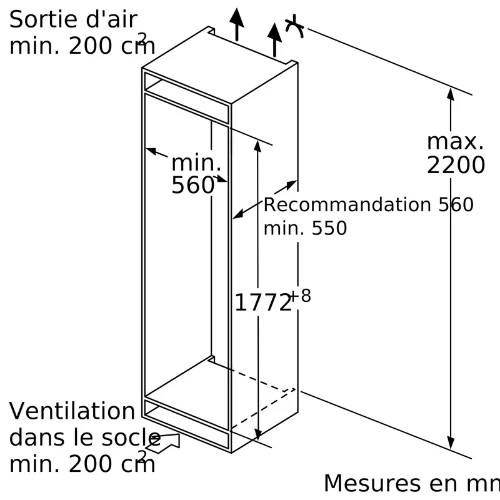 iQ300, Congélateur intégrable, 177.2 x 55.8 cm, charnières pantographes SIEMENS GI81NVEE0