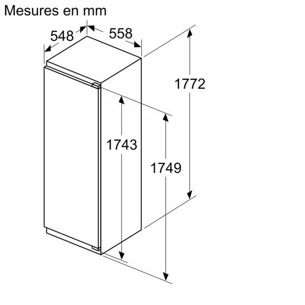 N 50, Réfrigérateur intégrable avec compartiment congélation, 177.5 x 56 cm, charnières pantographes NEFF KI2822FE0