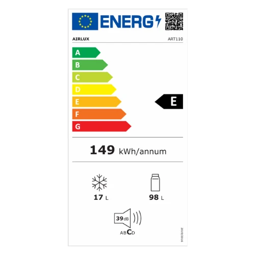 RÉFRIGÉRATEUR INTÉGRABLE SOUS PLAN AIRLUX ART110