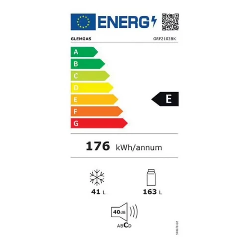 Réfrigérateur congélateur 2 portes GLEM GRF2103BK
