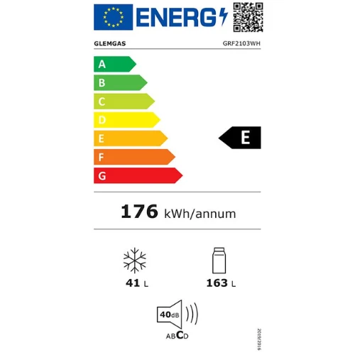 Réfrigérateur congélateur 2 portes pose libre GLEM GRF2103WH