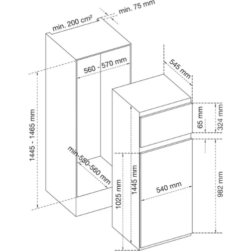 RÉFRIGÉRATEUR DOUBLE PORTES ENCASTRABLE AIRLUX ARI200DA