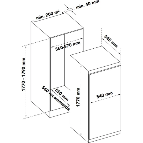 RÉFRIGÉRATEUR INTÉGRABLE TOUT-UTILE AIRLUX ARI290TU