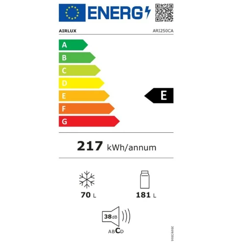 RÉFRIGÉRATEUR COMBINE INTEGRABLE AIRLUX ARI250CA