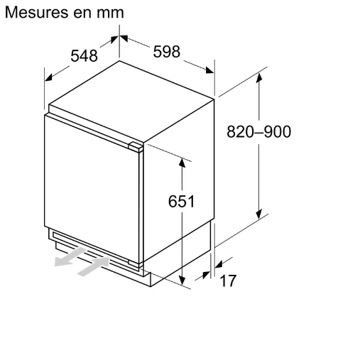 iQ500, Congélateur intégrable, 82 x 59.8 cm, Charnières pantographes softClose SIEMENS GU21NADE0