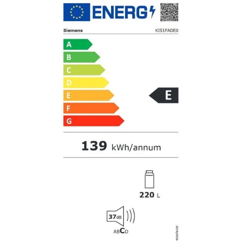 iQ700, Réfrigérateur intégrable, 140 x 56 cm, Charnières pantographes softClose SIEMENS KI51FADE0