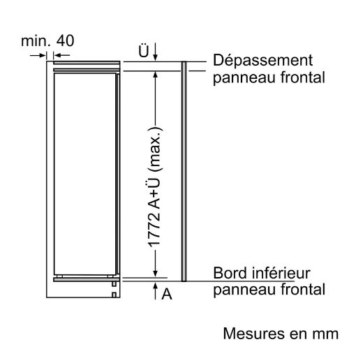iQ300, Réfrigérateur intégrable, 177.5 x 56 cm, charnières pantographes SIEMENS KI81RVFE0