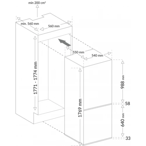 Réfrigérateur combiné intégrable AMICA AB8272E