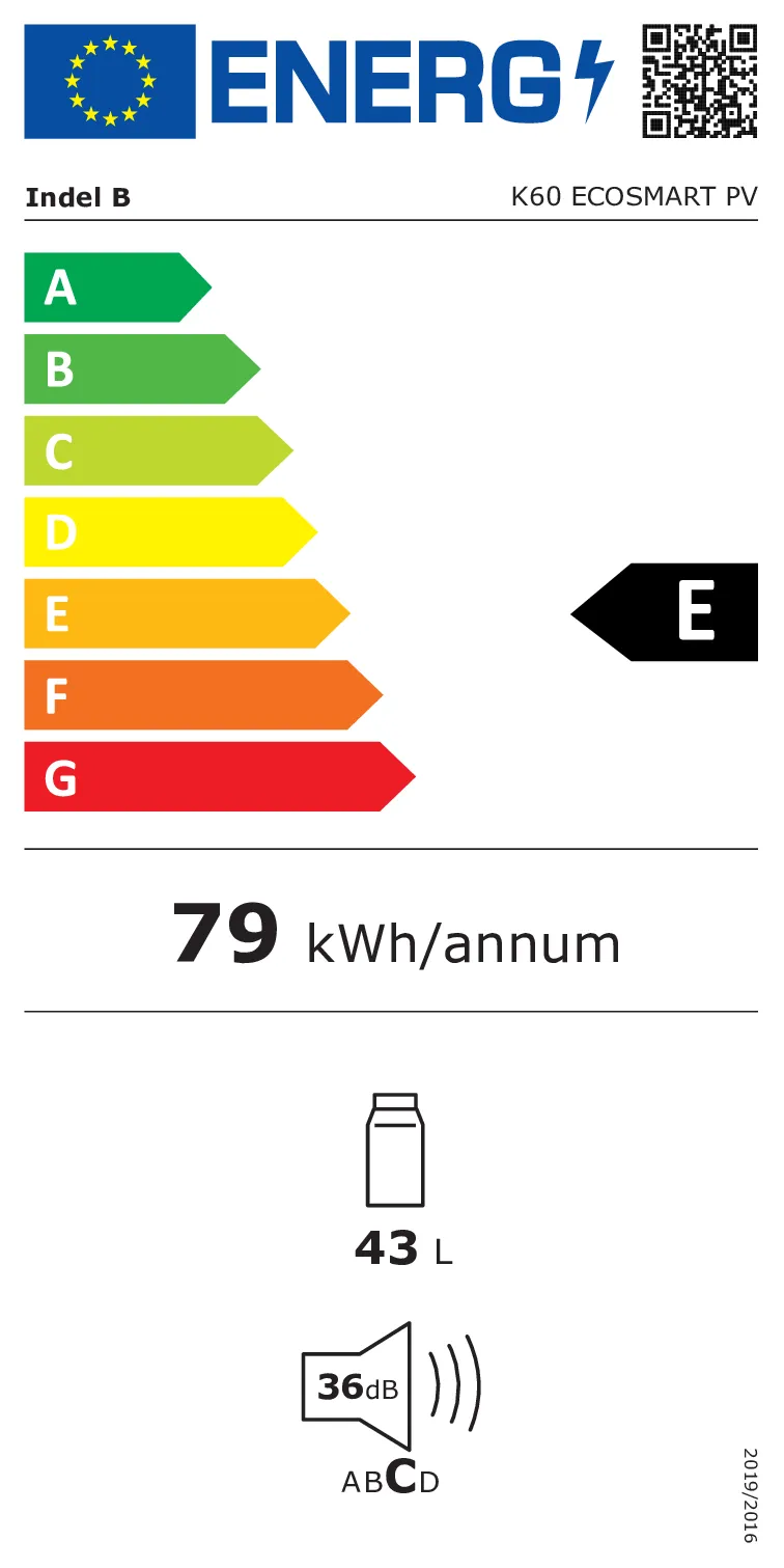 Réfrigérateur encastrable Indel B, K60 Ecosmart PV