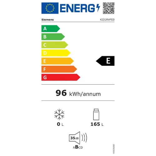 iQ300, Réfrigérateur intégrable, 102.5 x 56 cm, charnières pantographes SIEMENS KI31RVFE0