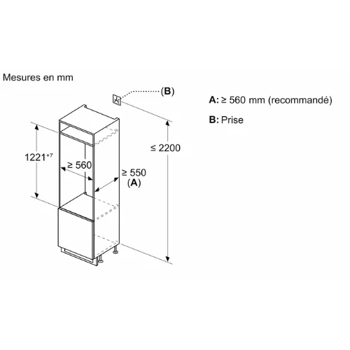 N 30, Réfrigérateur intégrable avec compartiment congélation, 122.5 x 56 cm, NEFF KI2421SE0