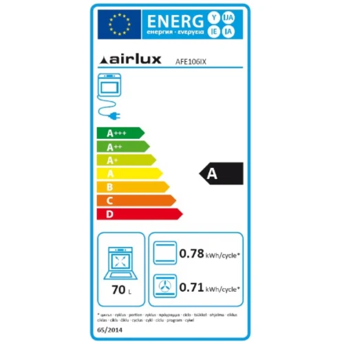 Four multifonction émail lisse Inox anti-trace/verre noir AIRLUX AFE106IX