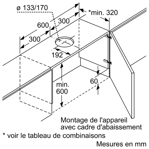 CADRE D'ABAISSEMENT POUR HOTTE BOSCH DSZ4660